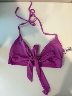 Dippin Daisy’s Tie-Front Halter Bikini Top in Vibrant Magenta